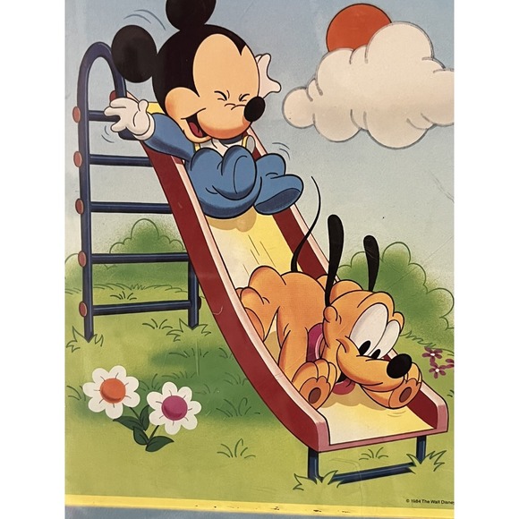 1984 Framed Picture Nursery‎ Mickey Pluto at Park - Disney - Picture 2 of 4